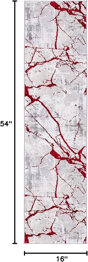 SAFAVIEH Amelia Collection Area Rug - 9' x 12', Grey & Red, Modern Abstract Design, Non-Shedding & Easy Care, Ideal for High Traffic Areas in Living Room, Bedroom (ALA293L)