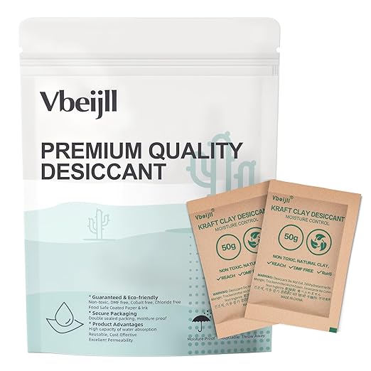 50 Gram (40 Pack) Kraft Clay Desiccants Packs, Premium Food Grade Desiccant - Rechargeable Moisture Absorbers for Food Storage, Electronics, 3D Filament & Safes