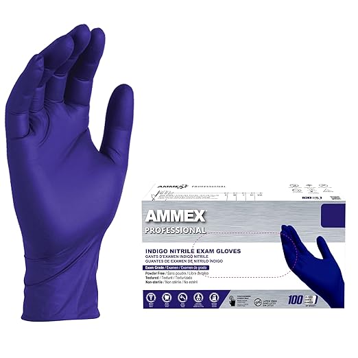 AMMEX Indigo Nitrile Disposable Exam Gloves, 3 Mil, Latex & Powder Free, Food-Safe, Textured, Non-Sterile, Large, Box of 100