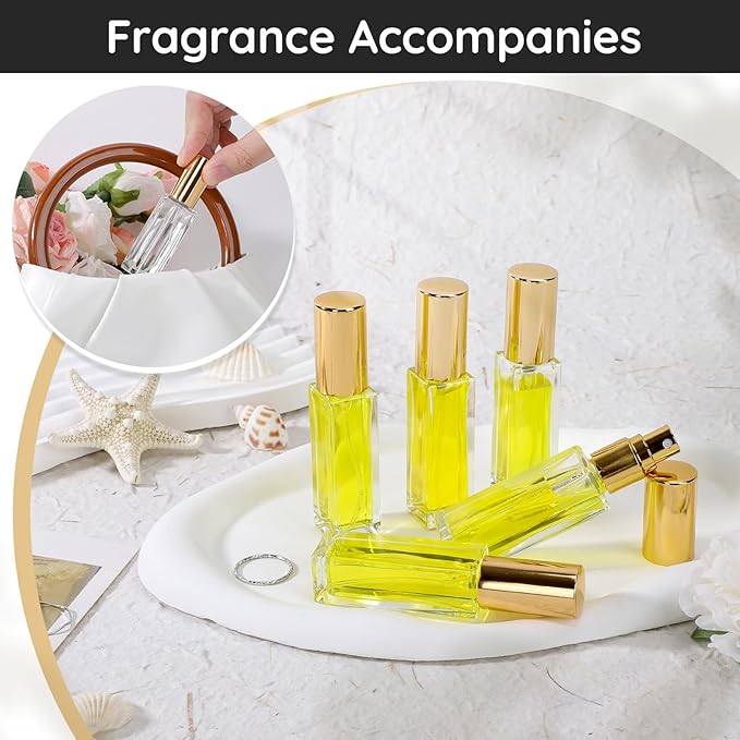 Segbeauty 20pcs 0.34oz Travel Perfume Atomizer Refillable, Mini Glass Perfume Spray Bottle, 10ml Bulk Travel Cologne Sprayer with Dispensing Tool, Fine Mist Glass Spray Bottles Fragrance Atomizer