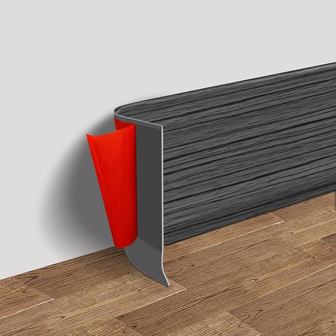 Vinyl Wall Base Baseboard Molding Trim 6" Flexible Self Adhesive Rubber Wall Base Moulding Trim Peel and Stick Design, 6 Inch x 20 Feet, Dark Gray Wood