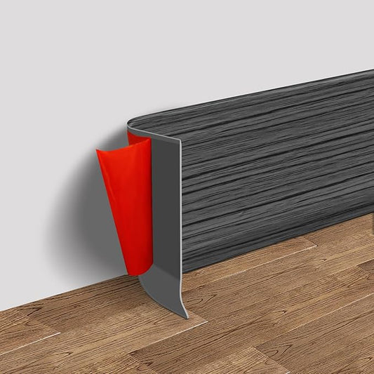FONUNO Vinyl Wall Base Baseboard Molding Trim 4" Flexible Self Adhesive Rubber Wall Base Moulding Trim Peel and Stick Design, 4 Inch x 100 Feet, Dark Gray Wood