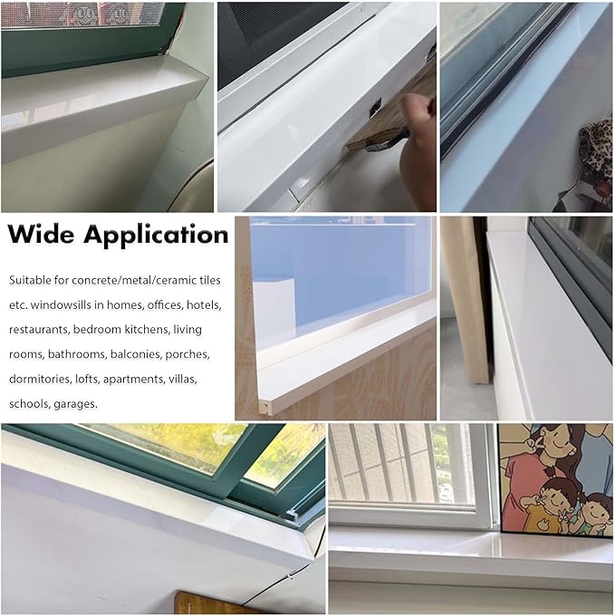 White Window Sill Protector 36 inch Wide, 6 inch Deep Waterproof PVC Window Sills Cover Board, Cuttable Windows Replacement Plate for Decor