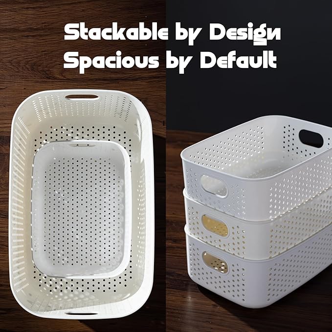 LivLab Mker Food Storage Container Sets BPA-Free plastic Stackable strainers colander for Kitchen Pantry Organization,fruit,vegetable