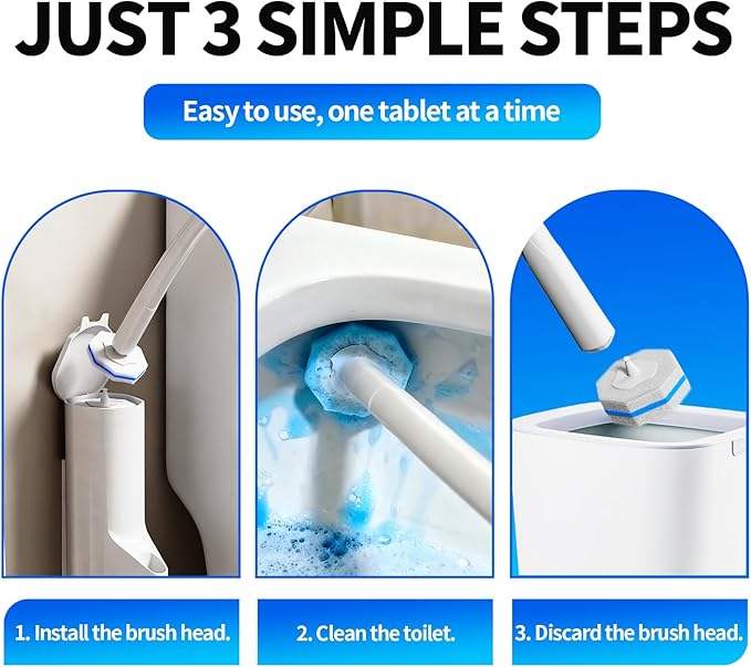 120pcs Bulk Pack of Disposable Toilet Brush Heads，Toilet Wand Refills for Toilet Bowl Brush Cleaner Pads,Toilet Brush Replacement Compatible Heads with Most Toilet Brushes