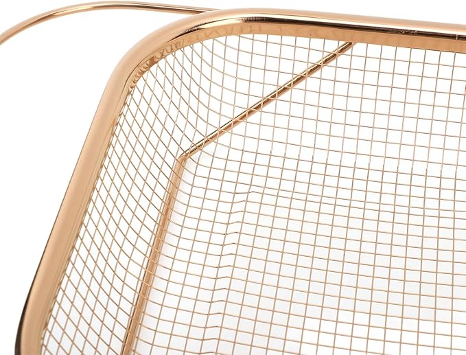 JTLB Over The Sink Colander Strainer Basket Stainless Steel for Kitchen Sink with Handles Fine Mesh Expandable Kitchen Essentials Rectangle (Rose Gold)