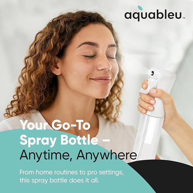 Aquableu Spray Bottle for Hair – 10-Pack Continuous Mist Spray Bottle for Hair Care, Styling, Cleaning, Plants, Pets & Essential Oils (Clear, 10oz)