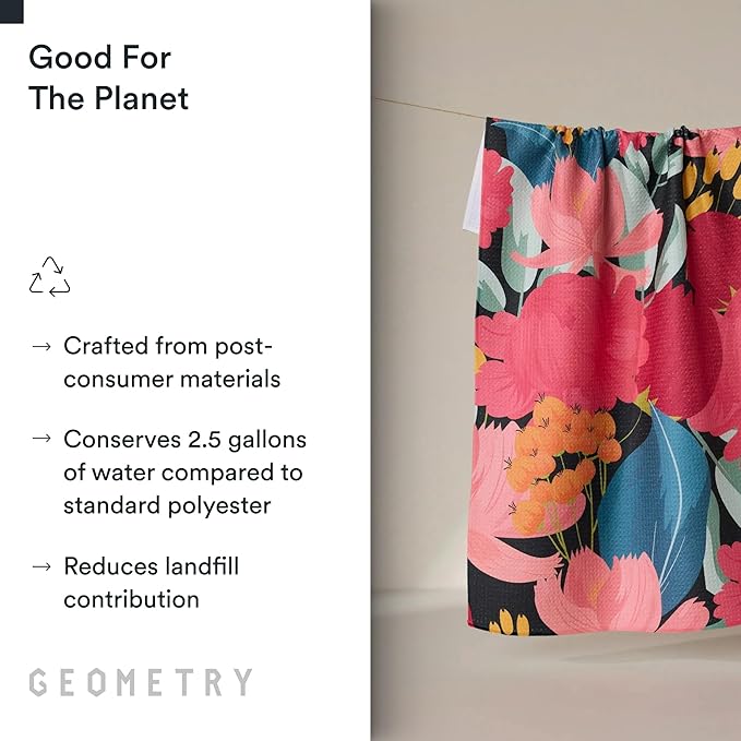 GEOMETRY Kitchen Tea Towels - Quick Dry Microfiber Dish Towels for Kitchen Roses for You, 18" x 30" 2-Pack
