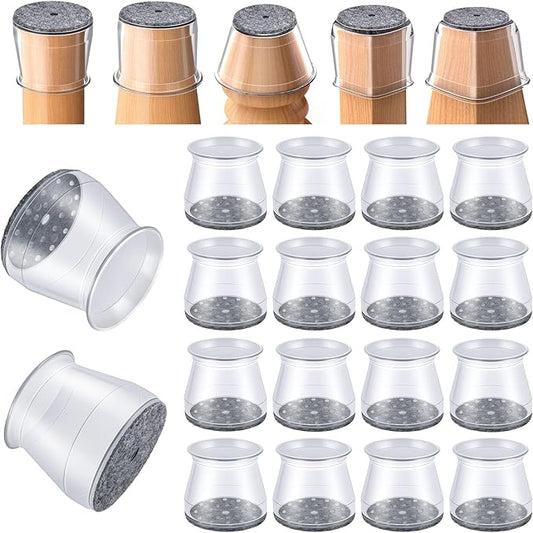 16 Pcs Chair Leg Floor Protectors - Silicone Felt Pads, Scratch-Proof & Noise-Free, Easy Smooth Moving, Large Size (Fits Round Chair Legs: 1-5/16" to 2" Diameter)