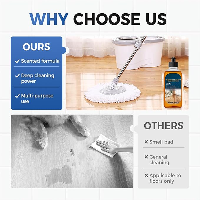 5 in 1 Floor Cleaner, 2025 New 5-in-1 Fragrance Cleaning Care Solution, Dual-Action Stain & Odor Remover for Hardwood Floors, Natural Shine for Mopping Home, Kitchen and Bathroom (2)