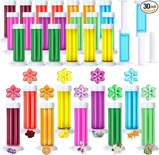 30 Pcs Toilet Gels 420 Count 9 Kinds Flower Stamp Bowl Gel Scent Toilet Stain Removal Cleaner Air Freshener Flower Stamps Pack for Bathtubs Bathroom