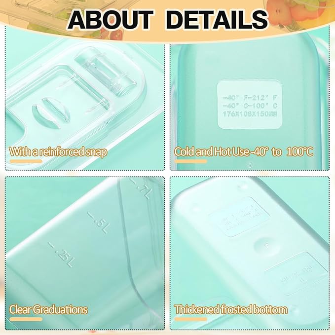 Geetery 12 Pack 1/9 Size 6'' Deep Polycarbonate Food Storage Containers with Lid Clear Stackable Plastic Food Pan Restaurant Commercial Storage Containers with Hinged Lids for Hotel Supplies