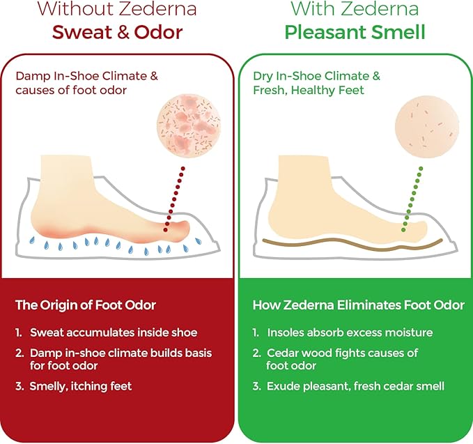 Zederna Cedar Wood Shoe Insoles Men & Women, 3 Pairs, Against Foot & Shoe Odor, Natural Cedar Sole Inserts, Shoe Deodorizer