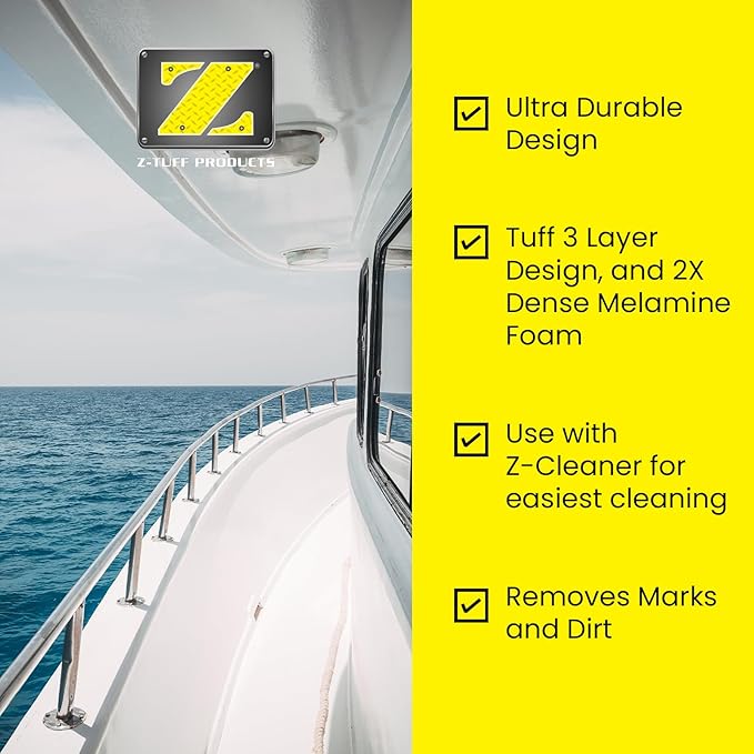 Z-Tuff Products Scrubber Pads – 6-Pack Xtra Heavy-Duty Cleaning Pads for Boats, RVs & More | All-Purpose Scuff & Grime Remover | Multi-Surface Cleaner for Fiberglass, Rubber, Vinyl & Metal and More