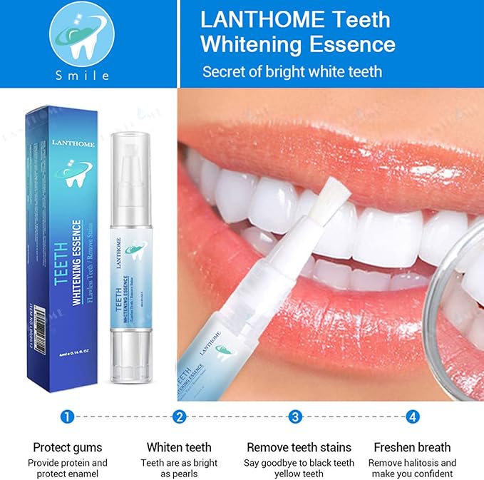 5Pcs Teeth Whitening Pen Gel Kit, Tooth Whitening Essence,Teeth Stain Remover,Intensive Stain Removal Teeth Reduce Yellowing