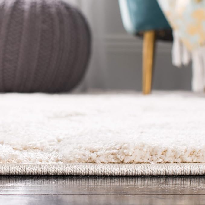 SAFAVIEH Area Rug 9x12 - Florida Shag Collection - Large - Cream & Cream, Scroll Design, Non-Shedding & Easy to Clean, High-Low Plush Pile, Ideal for Living Room, Bedroom, Dining Space (SG455-1111)