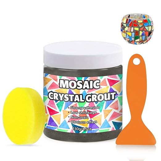 Mosaic Crystal Grout, Mosaics Tile Tools, Mosaic Tile Accessories – Essential for Handmade Grouting and Perfect for DIY Craft Projects (Gray, 4.5oz)