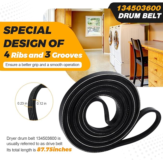 Upgraded 5303281153 Dryer Rear Drum Bearing & 134503600 Dryer Drum Belt Kit by Techecook - Compatible for Frigidaire Kenmore Dryers - Replaces PS459829 AP2142648 PS1148434 134163400