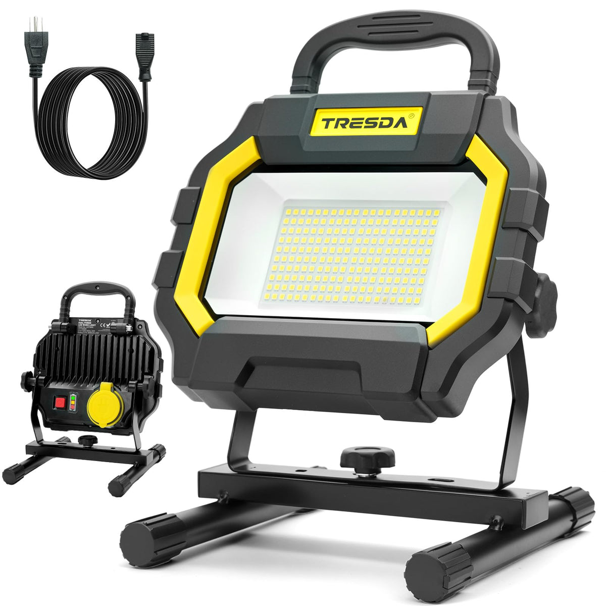 6000LM Hybrid LED Work Light, Dual-Power for Construction Garage - Image 1