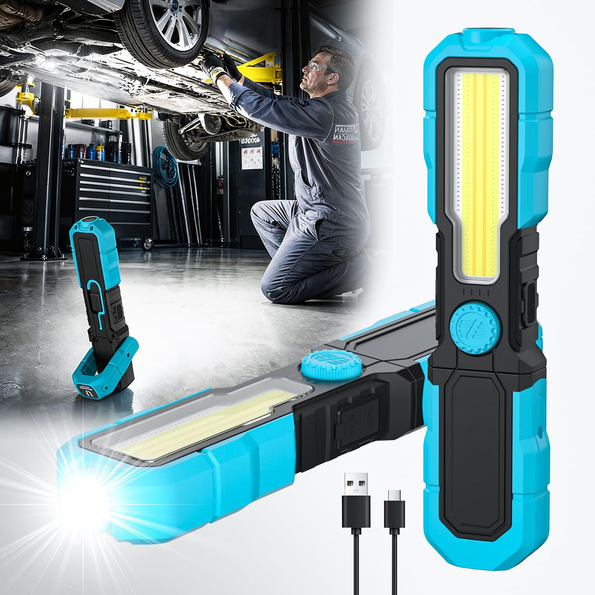 Work Light for Mechanic, 1500LM 3000mAh Rechargeable - Image 1