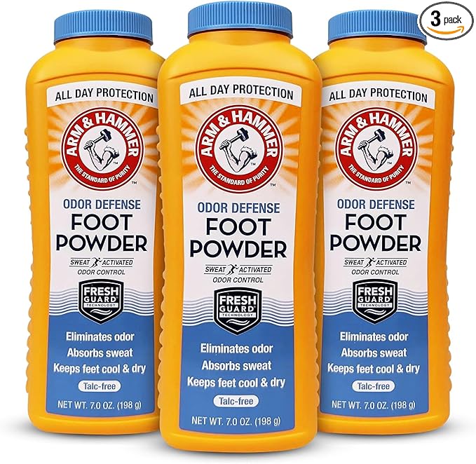 Arm & Hammer Foot Powder for Shoes & Feet, Talc-Free Odor & Moisture Control for Men & Women, 7 oz (3 Pack)