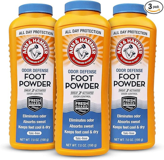 Arm & Hammer Foot Powder for Shoes & Feet, Talc-Free Odor & Moisture Control for Men & Women, 7 oz (3 Pack)