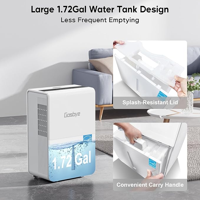 4500 Sq.Ft. 2025 Energy Star Dehumidifier for Basement & Large Rooms with Drain Hose, Max 115 Pints/Day | 45dB Quiet Compressor | 1.7 Gal Water Tank | Auto Shut-Off & Restart, White
