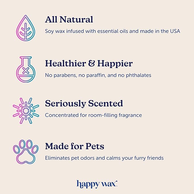 Happy Wax Golden Citrus Wax Melts for Pet Owners – Odor Eliminating, Calming, Pet-Safe, Non-Toxic, Dye-Free, Perfect for Use with Wax Warmers - 4 oz Pouch