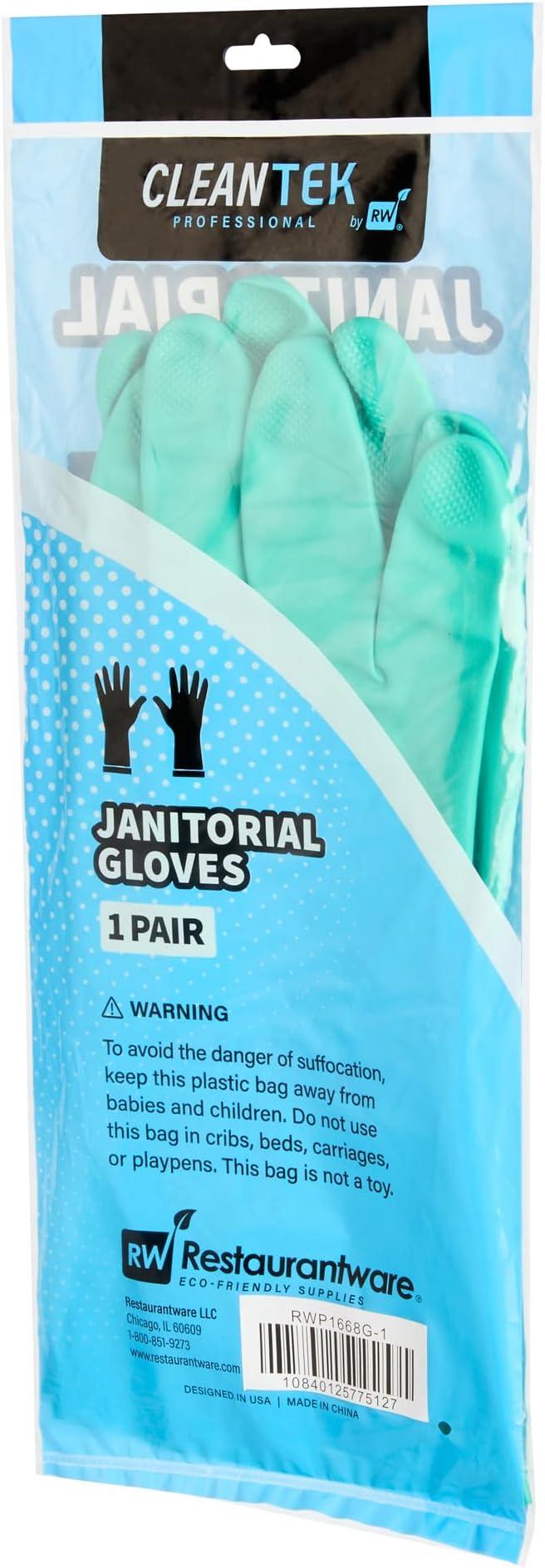 Restaurantware Green Cleaning Gloves 10 Pairs 15 Mil Thick XXL Heavy-Duty Nitrile Gloves With Long Cuff No-Latex Flock Lining For Use In Hospitals, Laboratories, Kitchens and Households