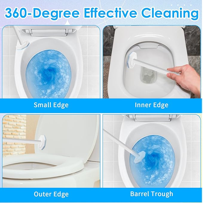 50 Count Disposable Toilet Wand Refills Toilet Bowl Cleaner Scrubber Brush Refills Pads Bathroom Deep Cleaning Replacement Sponges Wand Head Compatible with Most Toilet Brushes