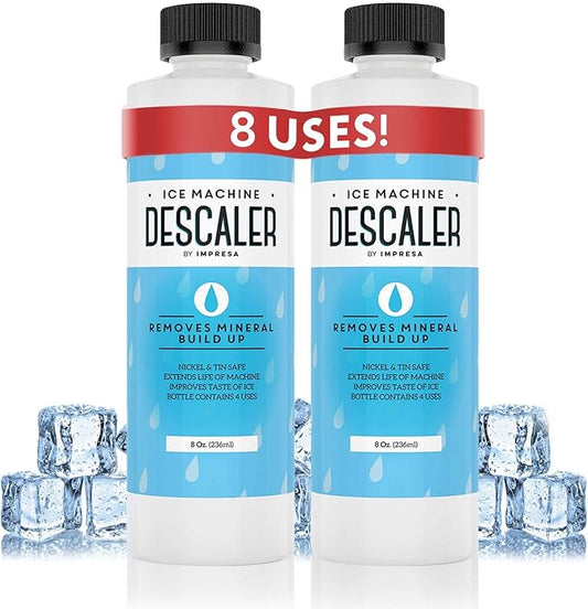IMPRESA Ice Machine Cleaner Descaler - 8 Fl Oz - Pack of 2-8 Total Uses - Nickel-Safe Ice Machine Cleaning Solution - Compatible with Scotsman, Manitowoc & Opal models