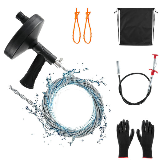 33 FT Drain Snake Auger, Plumbing Snake Drain Hair Clog - Image 1