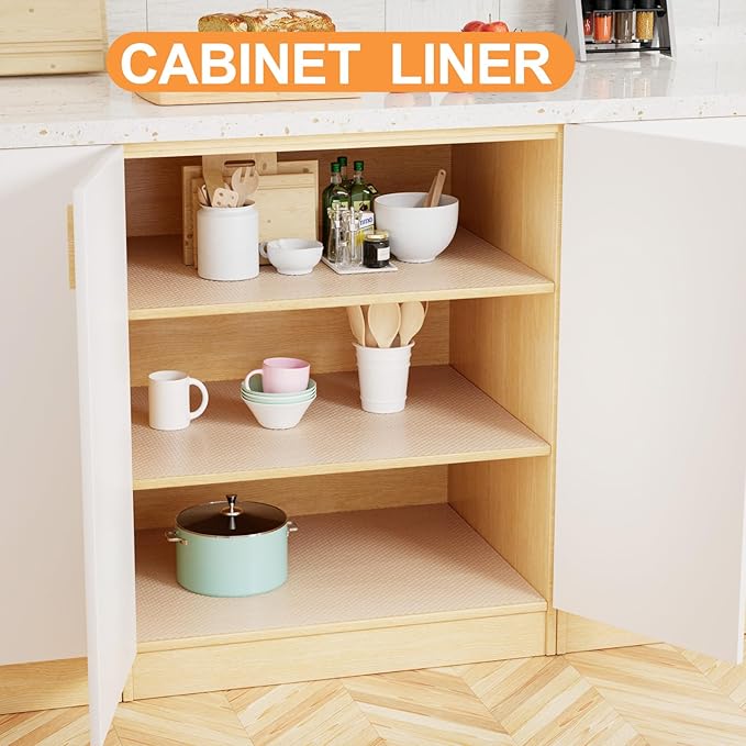 FLPMIX 16-inch Clear Shelf Liner: Waterproof Kitchen Cabinets Liners - Non-Adhesive Easy to Clean Bathroom Drawer Liner - Transparent Refrigerator Mat for Pantry Shelves 16" W x 300" L