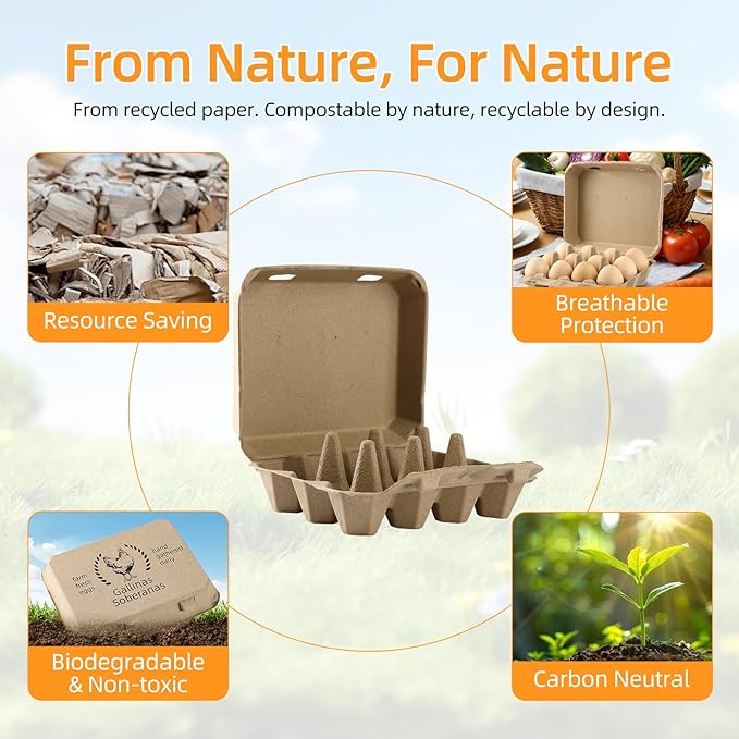 30 Pack Egg Cartons 3x4 Style,12 Egg Carton,Sturdy Paper Pulp Egg Cartons for Chicken Eggs, Reusable Biodegradable Egg Holders for Farm Fresh Eggs, Refrigerator Storage, Farmers Market, Home Use
