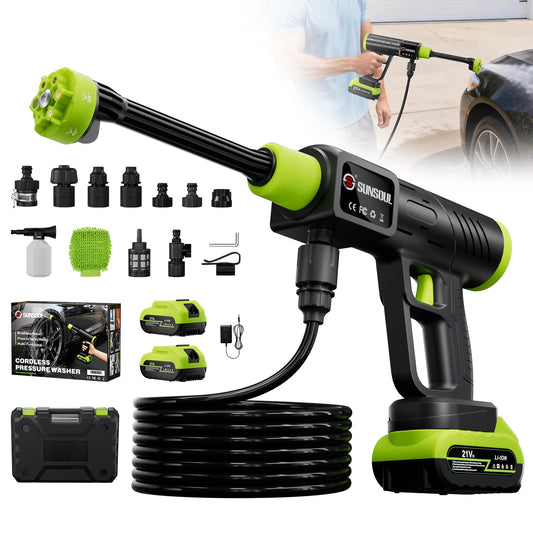SUNSOUL Cordless Portable Car Washer with 2 Batteries - Image 1