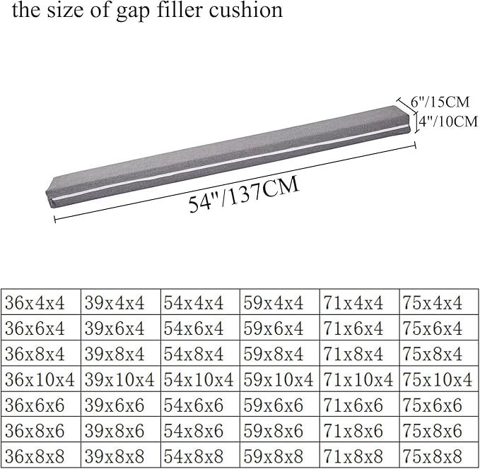SAMTY Bed Gap Filler for headboard Space Gap Filler Bolster Pillow Stopper for Sofa Crack Filler Between Headboard and Mattress Full Size 54x6x4 Inch