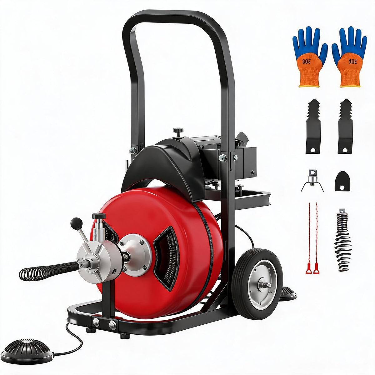 370W Electric Drain Cleaning Machine, 100FT x 1/2" Sewer Snake - Image 1