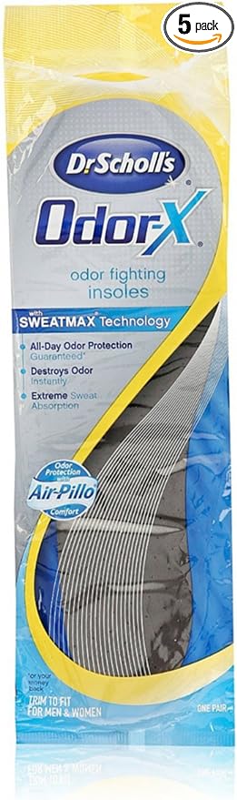 Dr. Scholl's Odor-X, Odor Fighting Insoles, Trim to Fit 1 Pair (Pack of 5)