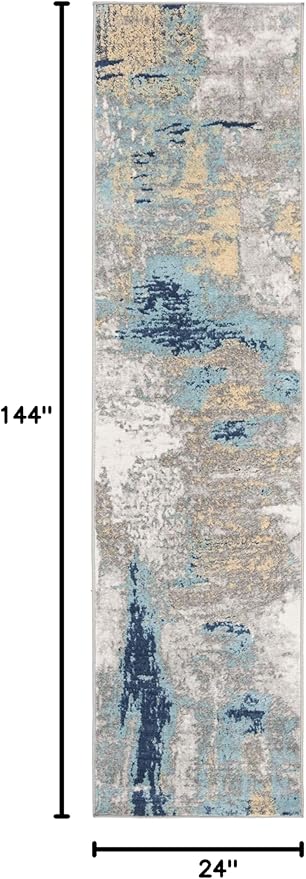 SAFAVIEH Jasper Collection Runner Rug - 2' x 12', Grey & Gold, Modern Abstract Design, Non-Shedding & Easy Care, Ideal for High Traffic Areas in Living Room, Bedroom (JSP101A)