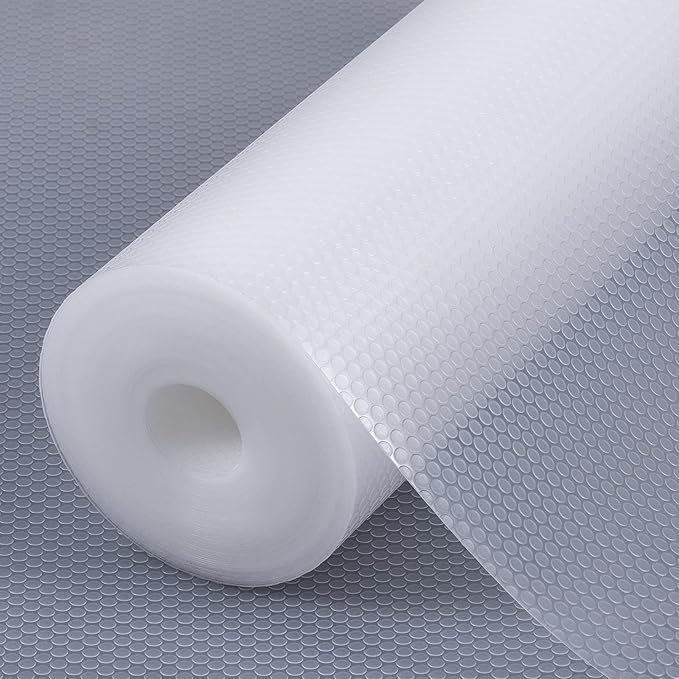 Shelf Liners for Kitchen Cabinets Refrigerator Liners Waterproof Kitchen Cupboard Liner Non-Slip Drawer Mats EVA Material Non Adhesive Fridge Mats for Shelves - Clear 17.5 x 236.2 Inches