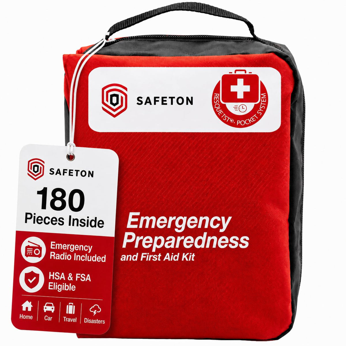 Safeton 180-Piece First Aid Kit, Portable Emergency - Image 1
