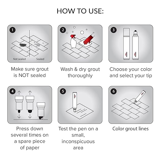 X-Protector Water Based Grout Marker - 2 PCS with 8 Tips, Black