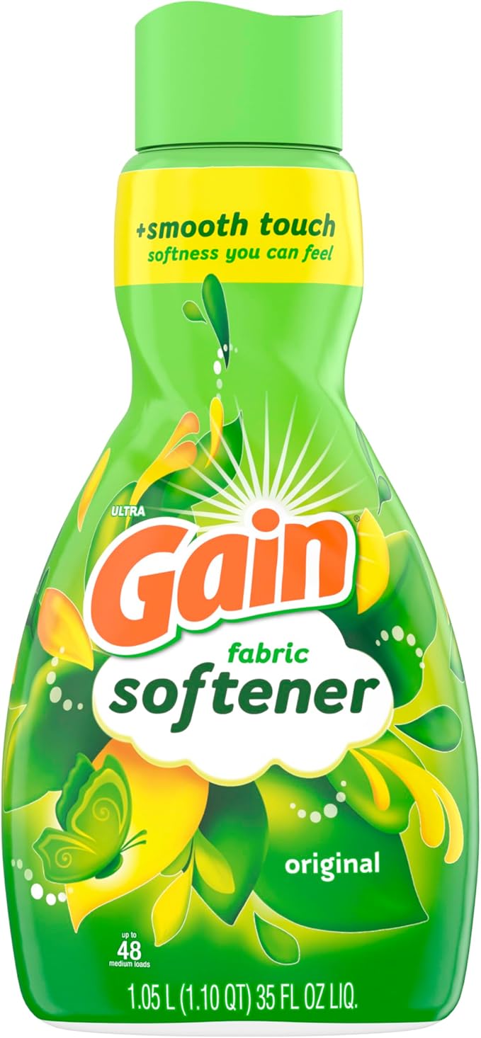 Gain Liquid Fabric Softener,Original Scent,35 FL OZ LIQ.,48 Loads,Smooth Touch - softness you can feel,(Pack of 8)