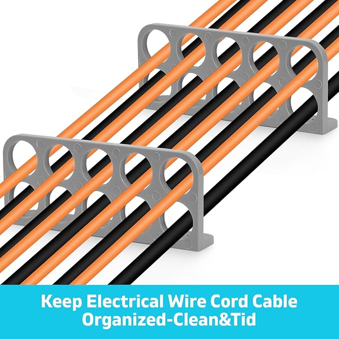 10Pack Cable Chase-Wire Bracket,Cable Support Wire Bracket Holder for NMB Electrical Cord Organized Management,Electrical Wire Dispenser with Screws,Labor Time Saving,1" with 10-Hole Design
