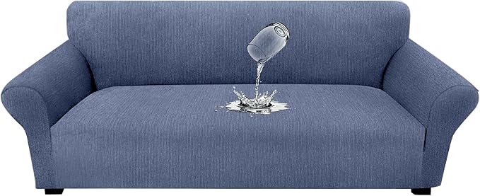 Waterproof Couch Cover, Stretch Non-Slip Sofa Slipcover with Elastic Bottom That Stays in Place - Leakproof Furniture Protector for Kids and Pets - Washable (Sofa, Blue Gray)