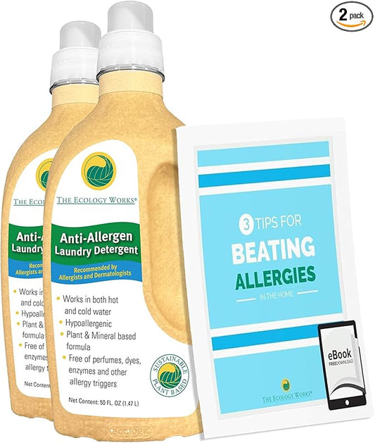Anti-Allergy Laundry Detergent - Natural Allergy Free Laundry Soap - Pet Laundry Detergent for Dander Allergy, Pollen - Safe on Sensitive Skin & Washing Baby Clothes, Fragrance Free & Unscented
