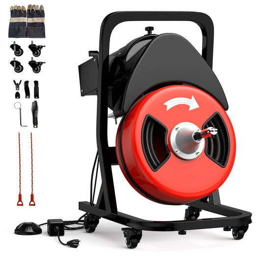 IDEALHOUSE 50FTx1/2" Heavy-Duty Plumbing Auger, Sewer Snake 2"-4" - Image 1