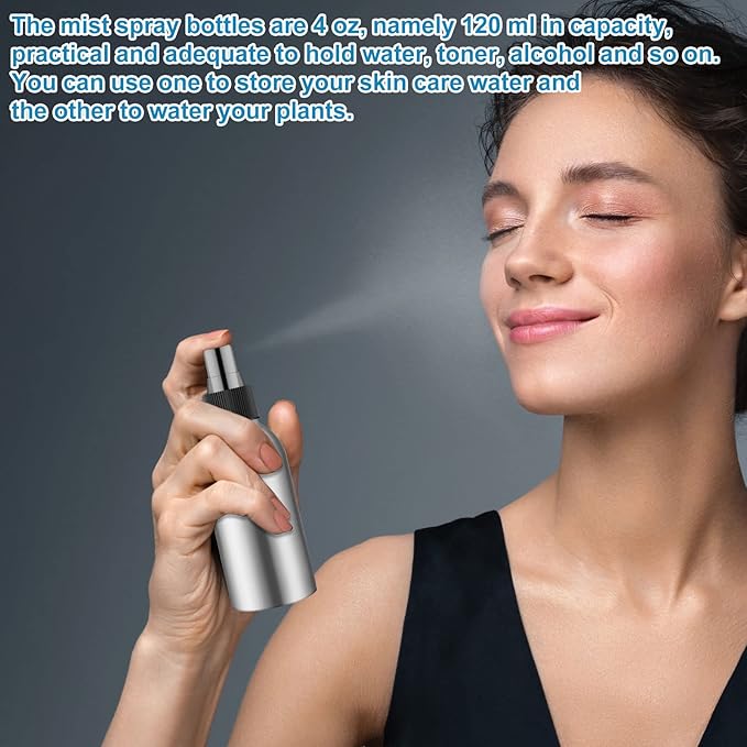 Irenare 24 Pcs Small Spray Bottles Aluminum Fine Mist Spray Bottles Bulk Metal Essential Oil Storage for Perfume Toner Liquid Refillable Pump Vials Atomizer Containers for Room Travel(4 Oz)