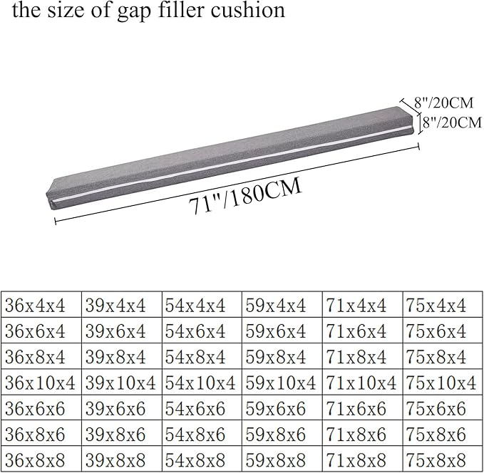SAMTY Bed Gap Filler for headboard Space Gap Filler Bolster Pillow Stopper for Sofa Crack Filler Between Headboard and Mattress Cal King Size 71x8x8 Inch