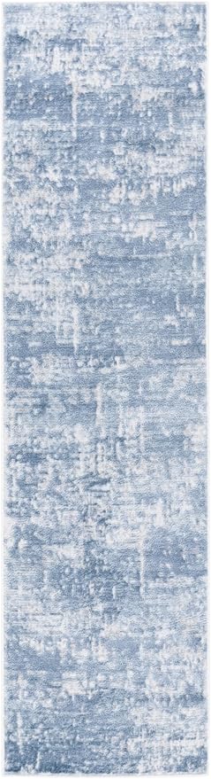 SAFAVIEH Amelia Collection Runner Rug - 2'2" x 16', Ivory & Steel Blue, Non-Shedding & Easy to Clean, Ideal for Bedroom, Hallway, Foyer, Kitchen, Entryway (ALA700D)